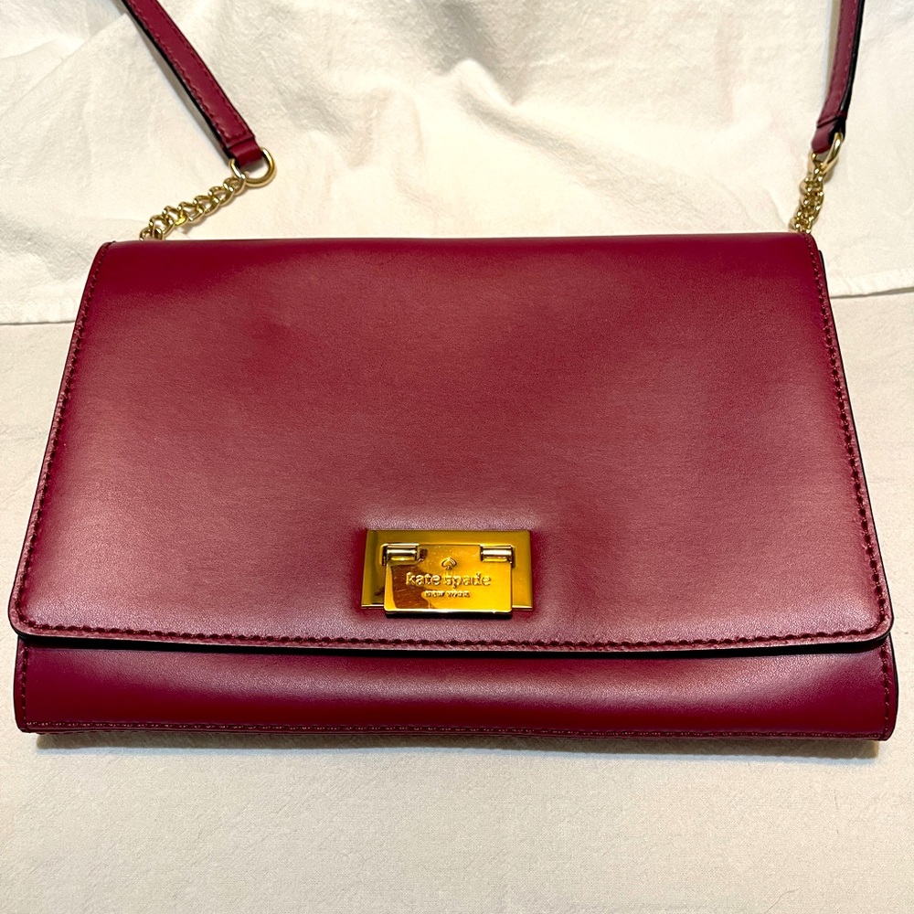 Rare!  Kate Spade Harwood Place Fiona Red Plum Crossbody EUC